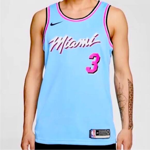 Miami Heat Dwayne Wade Blue Vice Wave City Edition Swingman Jersey - Picture 1 of 7